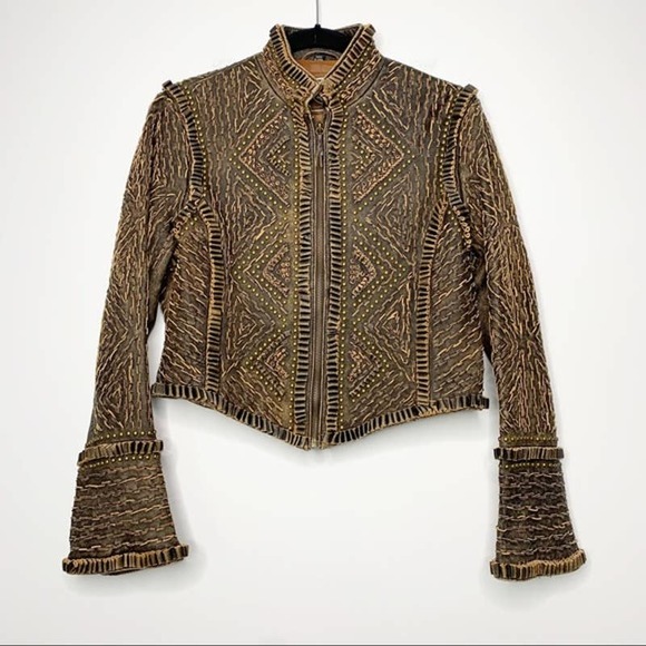 Double D Ranch Jackets & Blazers - Double D Ranch Leather Zip Up Studded Jacket XS
